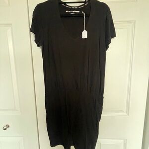 DKNY Black V-Neck Cotton t-shirt Dress